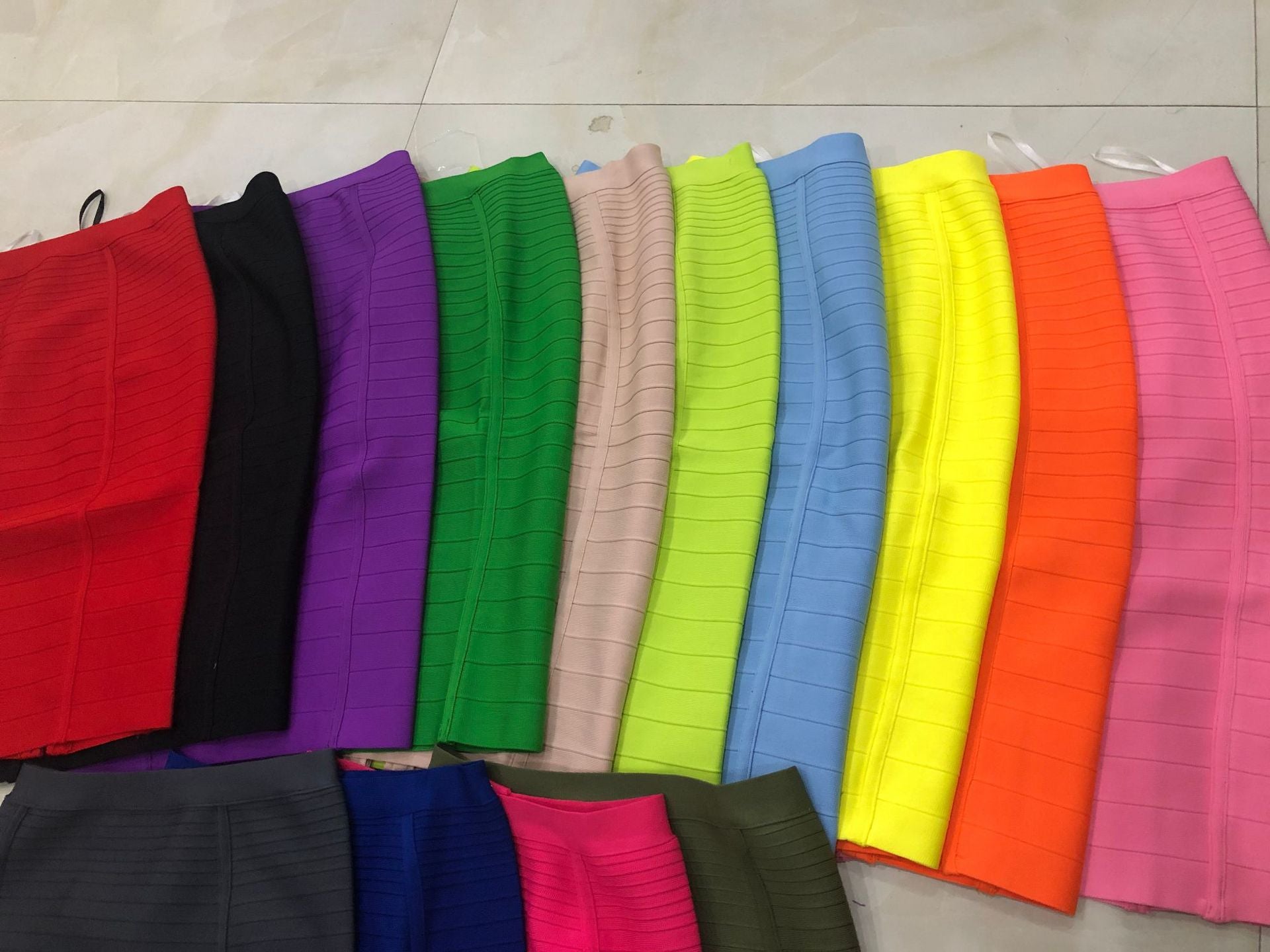 Amazon Aliexpress Best-Selling 16-Color Bandage Skirt Stripesd Zipper Double-Open Sexy High-Waist Hip Skirt Skirt