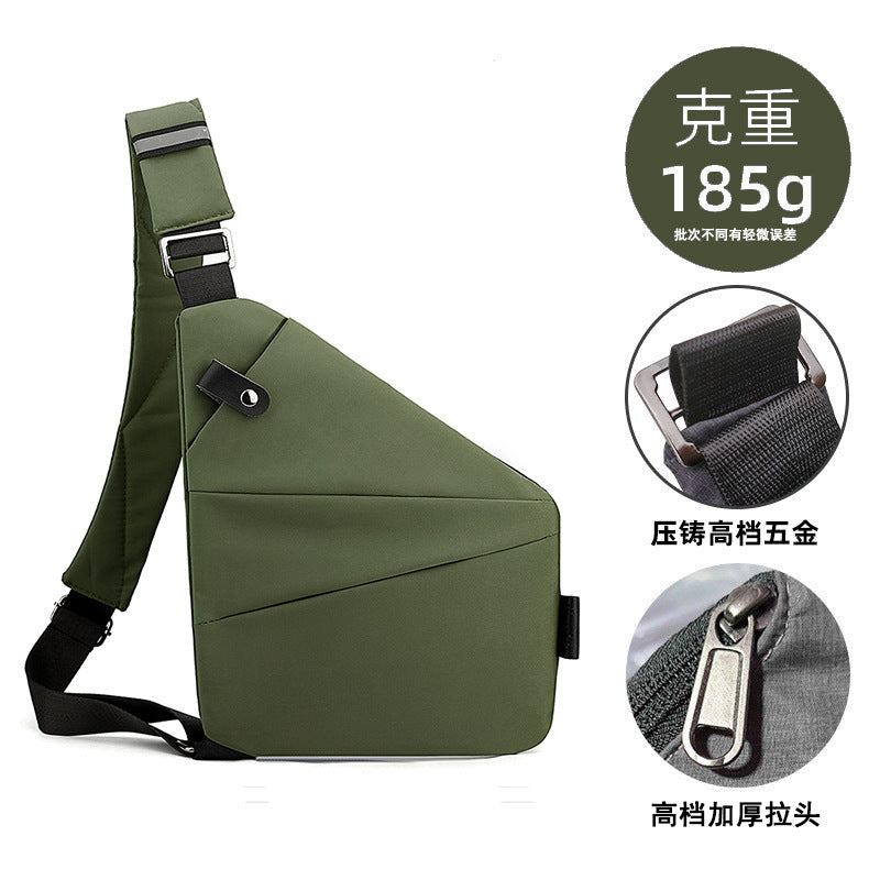Right shoulder gun bag cross-border wholesale nylon chest bag men's lightweight simple large capacity messenger bag casual close-fitting shoulder bag