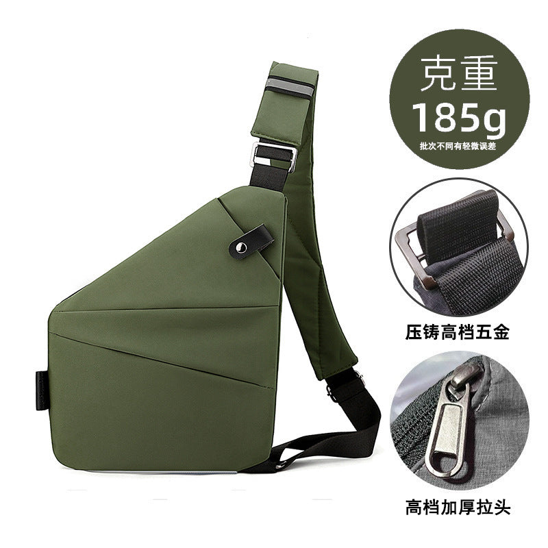 Right shoulder gun bag cross-border wholesale nylon chest bag men's lightweight simple large capacity messenger bag casual close-fitting shoulder bag