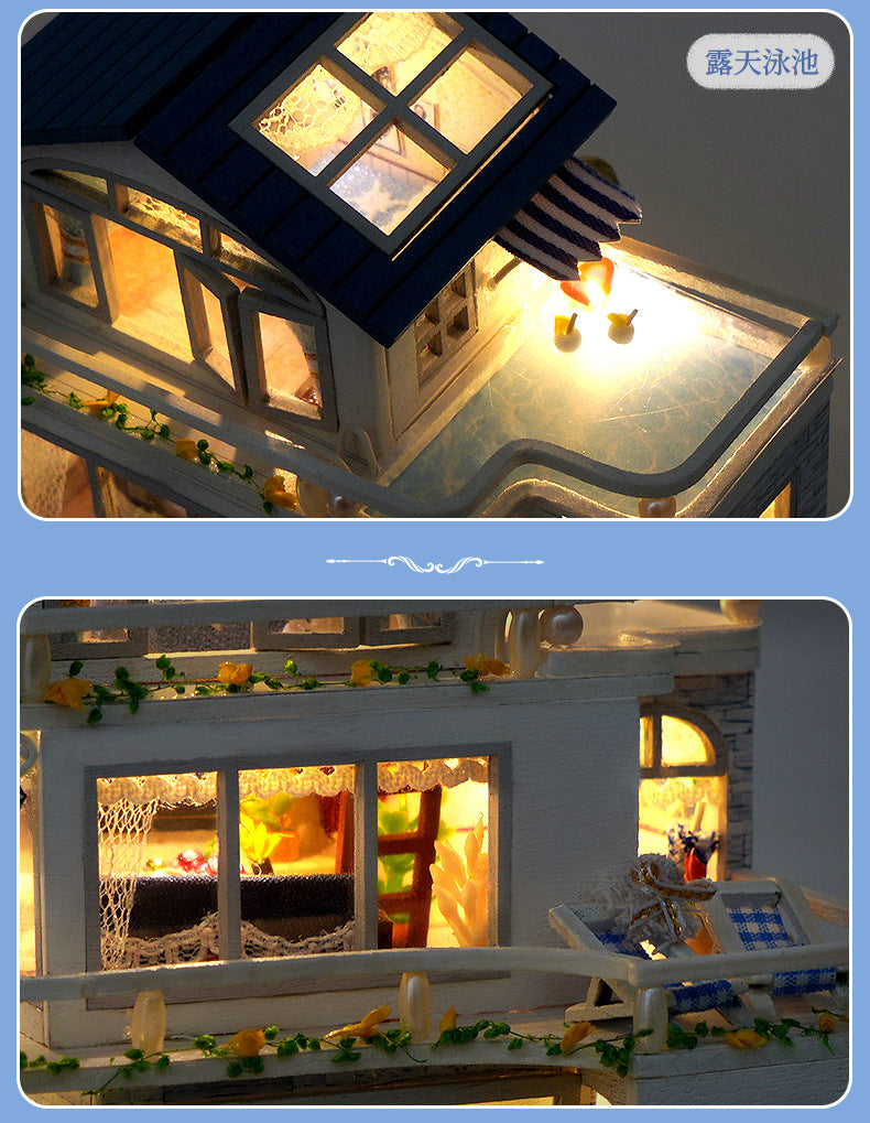 Tianyu DIY Hand-Assembled Mini Model Cabin Wooden House Toy Luminous Birthday Gift Wholesale Stereo