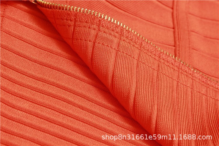 Amazon Aliexpress Best-Selling 16-Color Bandage Skirt Stripesd Zipper Double-Open Sexy High-Waist Hip Skirt Skirt