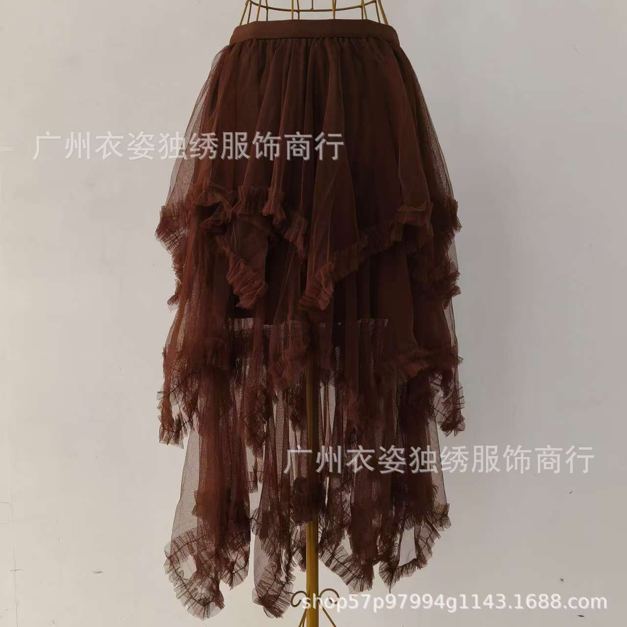 Irregular Mesh Cake Skirt with Fungus Edges, Mid-Length High Waist, Large Hem, Fluffy Fairy Gauze Skirt, Long Skirt 1279