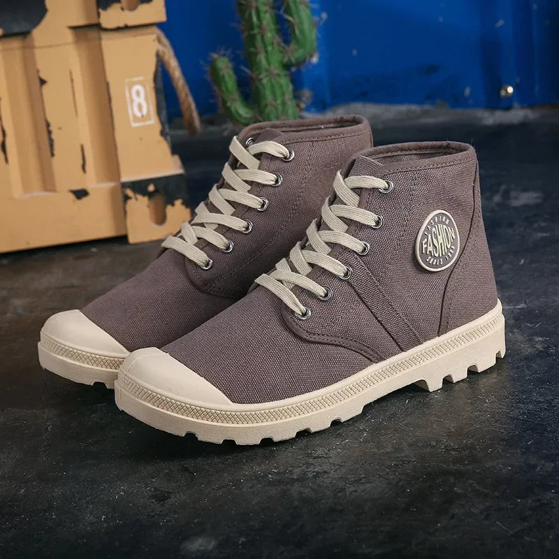 Spring Autumn Shoes Men Casual Sneakers Men Canvas Shoes Fashion Brand Mens Sneakers Hard Thick Sole Black KA1009