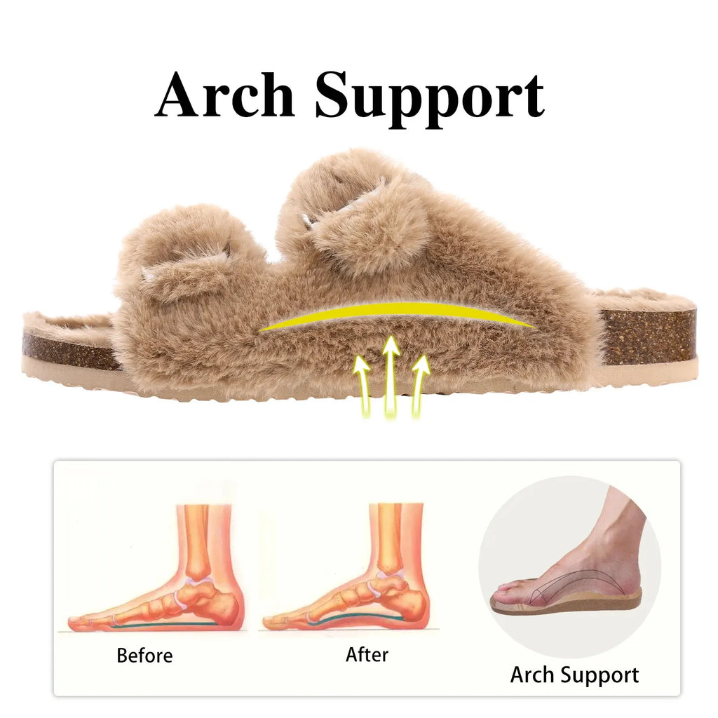 Kidmi Cork Suede Mules Slippers For Women Fashion Men Clogs Shoes Classic Cork Antislip Outdoor Slippers With Arch Support