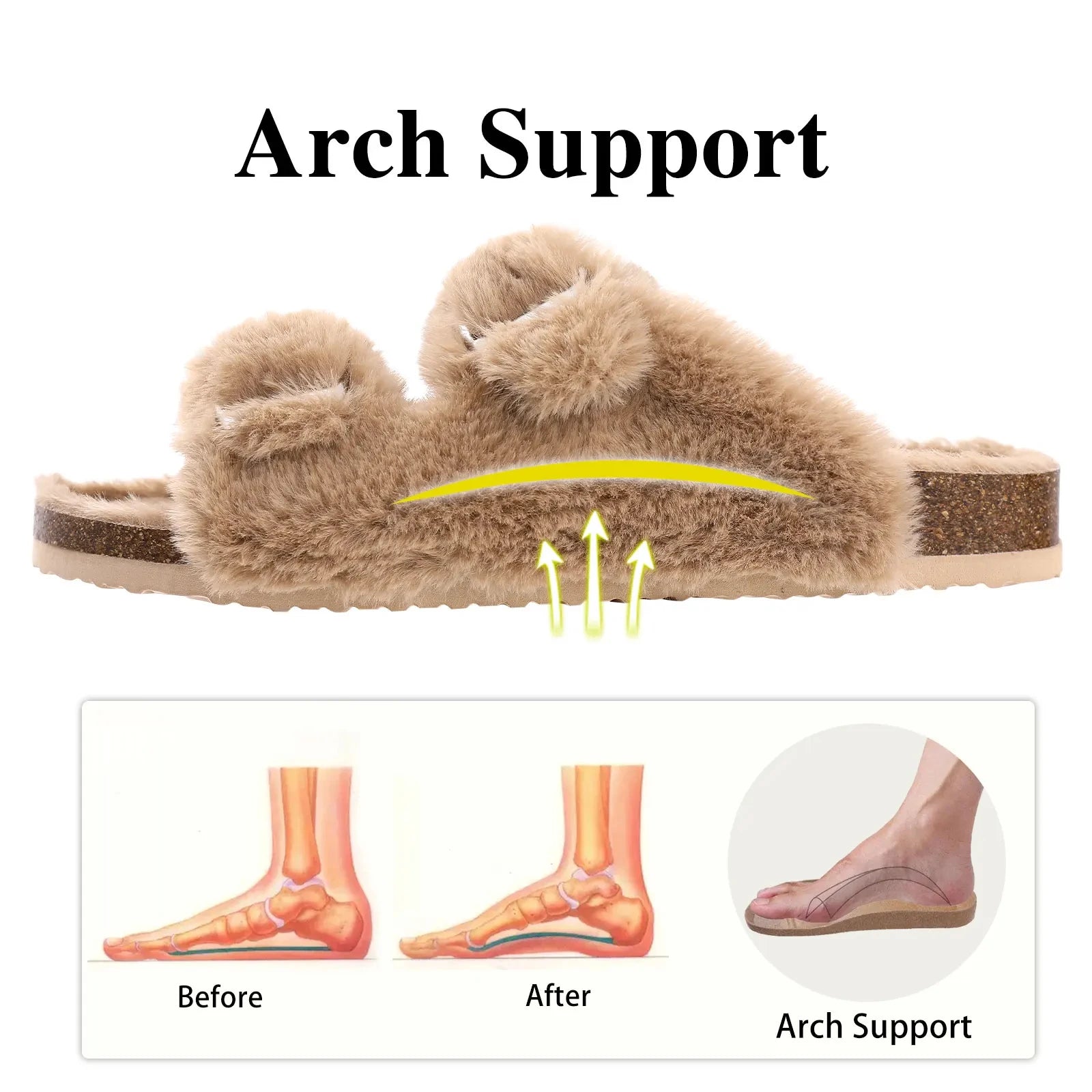 Kidmi Cork Suede Mules Slippers For Women Fashion Men Clogs Shoes Classic Cork Antislip Outdoor Slippers With Arch Support