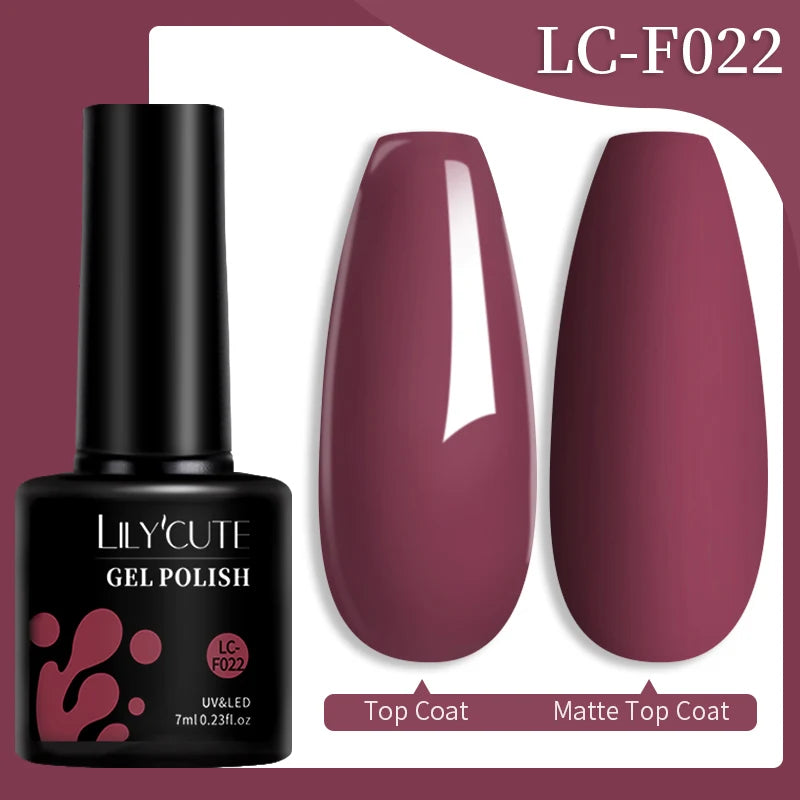 LILYCUTE 7ml Colorful Gel Nail Polish Long Lasting For Manicure Semi Permanent Base Top Coat Nail Art UV Gel Varnish