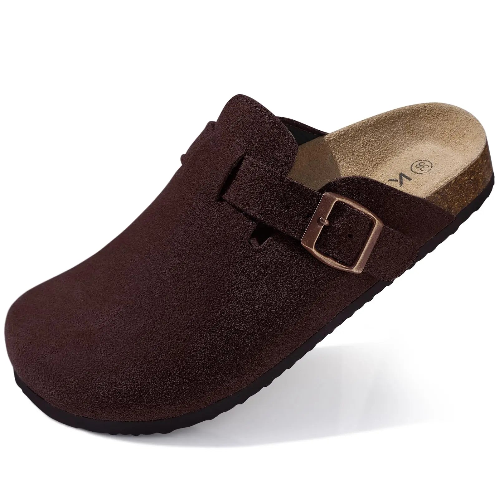 Kidmi Cork Suede Mules Slippers For Women Fashion Men Clogs Shoes Classic Cork Antislip Outdoor Slippers With Arch Support