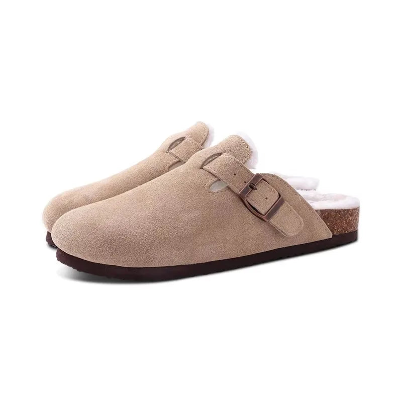 Asgard Women's Suede Clogs Leather Mules Cork Footbed Sandals Arch Support Aldult Four Seasons Adjustable Buckle Potato Shoes