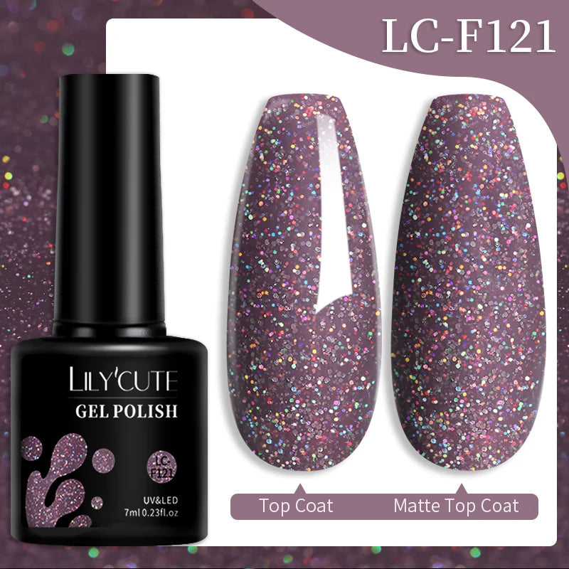 LILYCUTE 7ML 184 Colors Nail Gel Polish Shining Red Glitter Semi Permanent Nail Art Varnish Long Lasting UV LED Gel Manicure