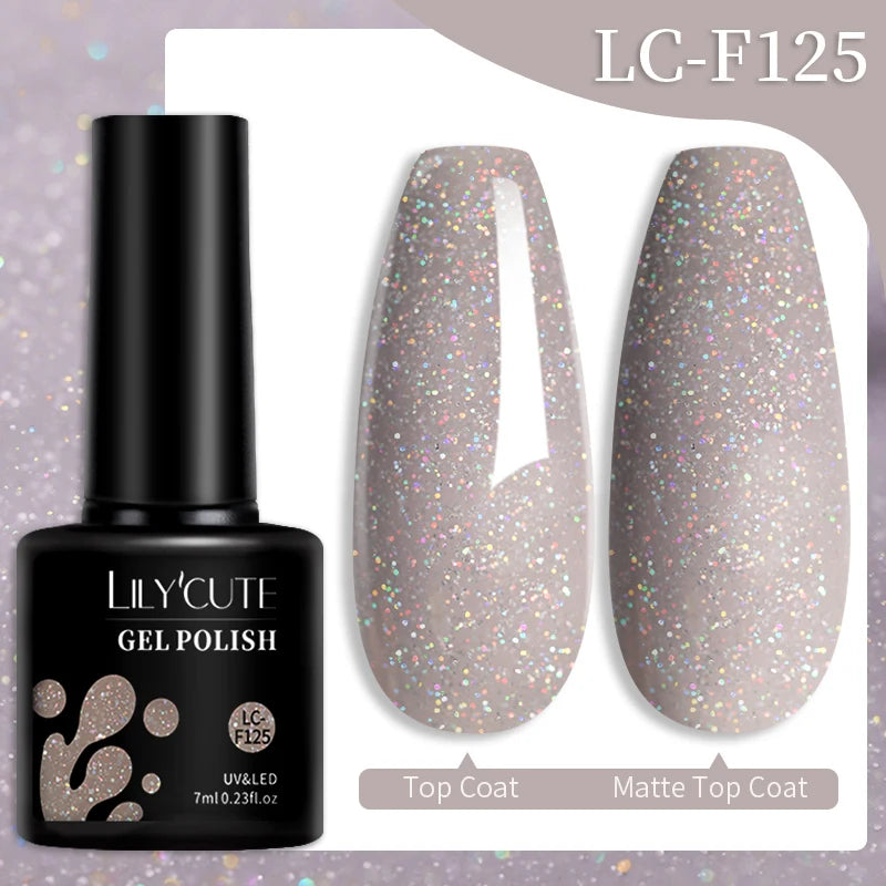 LILYCUTE 7ML 184 Colors Nail Gel Polish Shining Red Glitter Semi Permanent Nail Art Varnish Long Lasting UV LED Gel Manicure