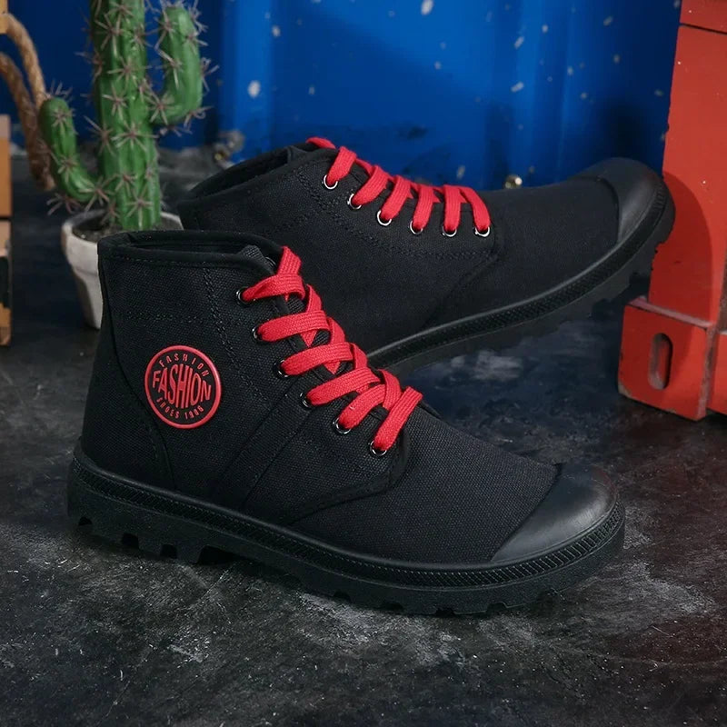 Spring Autumn Shoes Men Casual Sneakers Men Canvas Shoes Fashion Brand Mens Sneakers Hard Thick Sole Black KA1009