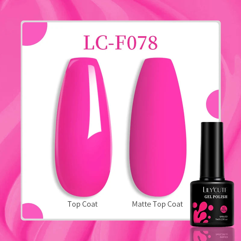 LILYCUTE 7ML Gel Nail Polish High Saturation Color For Manicure Vernis Semi Permanent Nail Art Base Top Coat UV Nail Polish