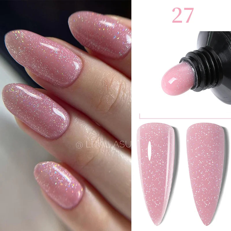 LILYCUTE Extension Nail Gel Polish Glitter Vernis Semis Permanent UV Gel For Manicure Nail Art Prolong Construction Gel