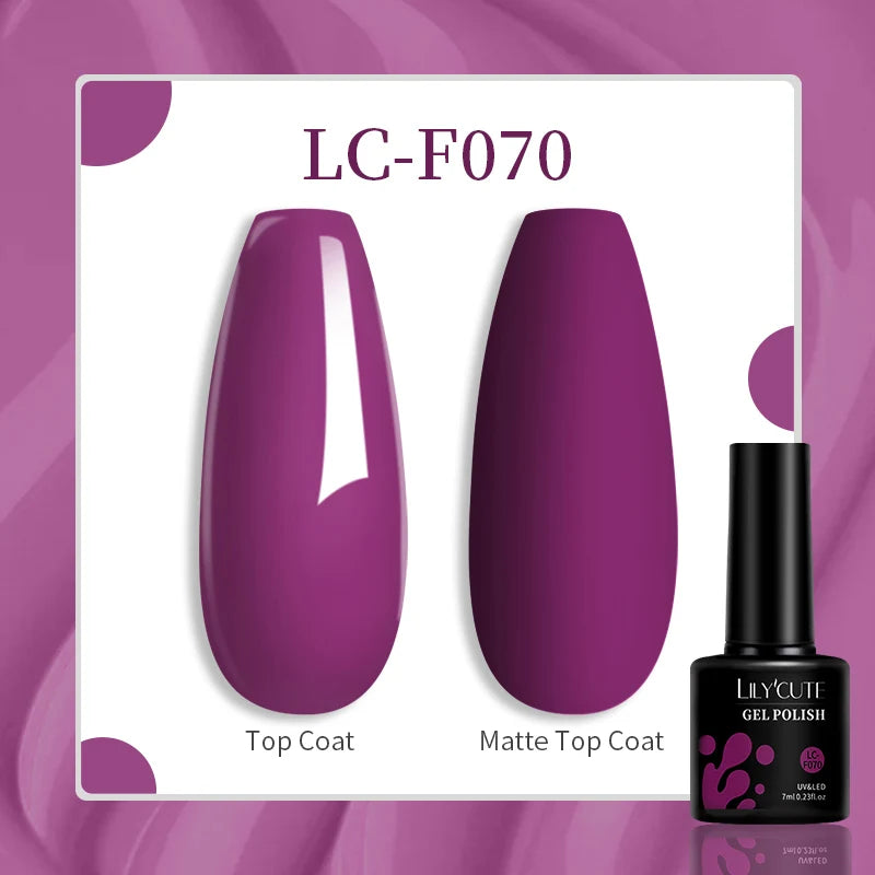 LILYCUTE 7ML Gel Nail Polish High Saturation Color For Manicure Vernis Semi Permanent Nail Art Base Top Coat UV Nail Polish