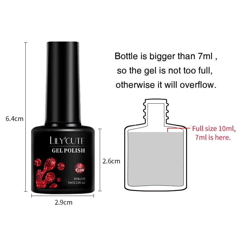 LILYCUTE Glitter Gel Nail Polish Sequins Semi Permanent UV Gel Colorful Gel Polish Soak Off UV LED Nail Gel Varnish For Manicure