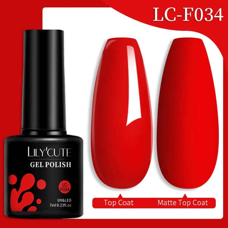 LILYCUTE 7ML 184 Colors Nail Gel Polish Shining Red Glitter Semi Permanent Nail Art Varnish Long Lasting UV LED Gel Manicure