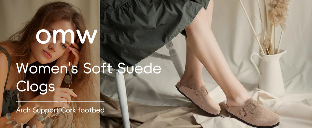 Asgard Women Cork Sole Clogs Slippers Fashion Cow Suede Flat Mules With Adjustable Buckle Men Leather Potato Shoes Beach Sandals