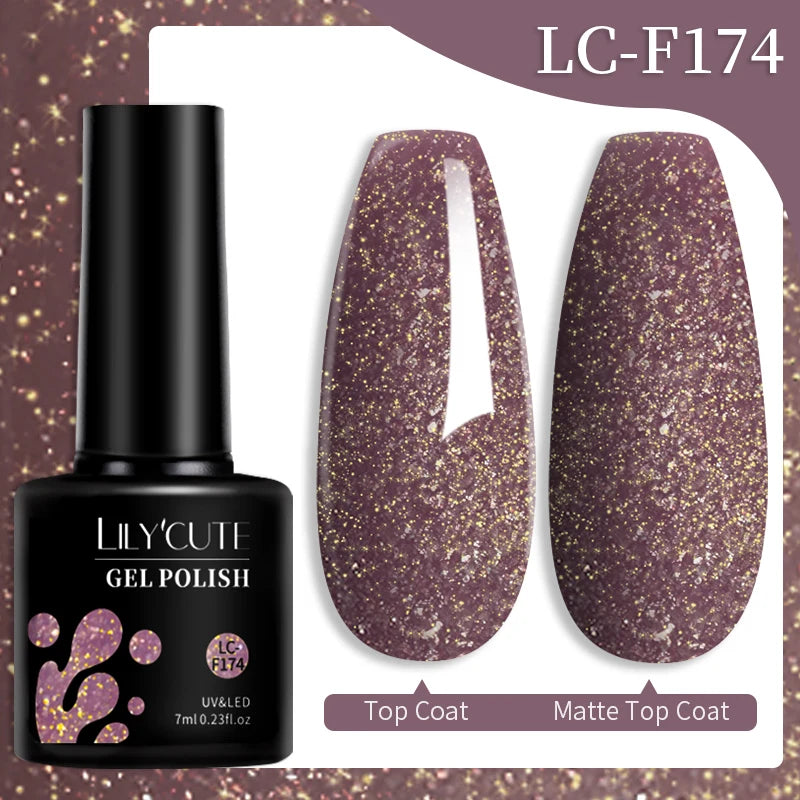 LILYCUTE 7ML 184 Colors Nail Gel Polish Shining Red Glitter Semi Permanent Nail Art Varnish Long Lasting UV LED Gel Manicure