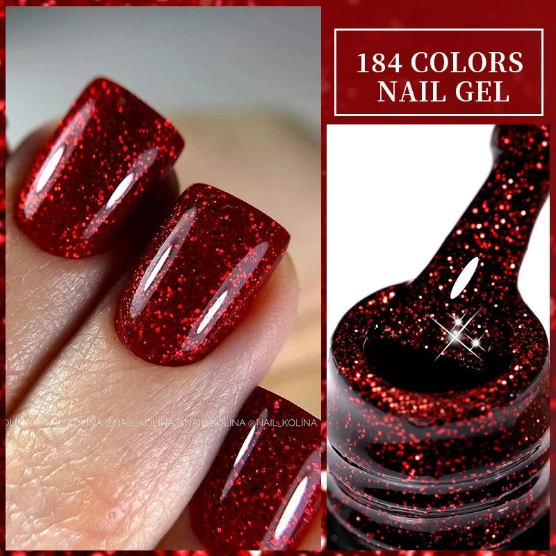 LILYCUTE Glitter Gel Nail Polish Sequins Semi Permanent UV Gel Colorful Gel Polish Soak Off UV LED Nail Gel Varnish For Manicure