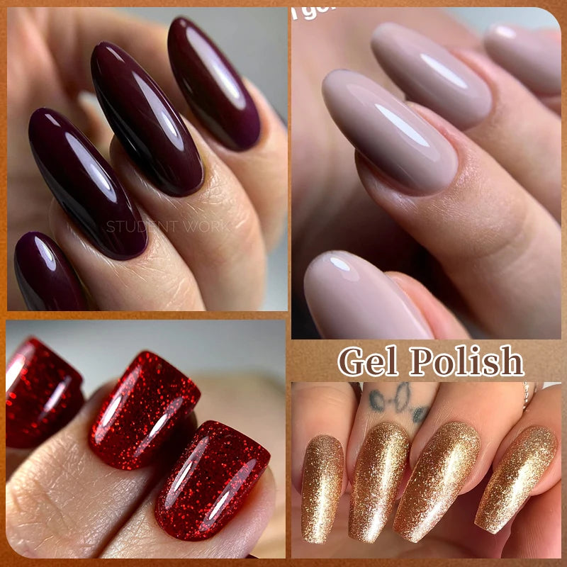 LILYCUTE 7ML 184 Colors Nail Gel Polish Shining Red Glitter Semi Permanent Nail Art Varnish Long Lasting UV LED Gel Manicure