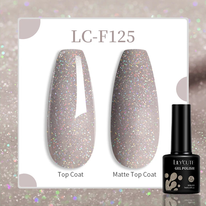 LILYCUTE Glitter Gel Nail Polish Sequins Semi Permanent UV Gel Colorful Gel Polish Soak Off UV LED Nail Gel Varnish For Manicure