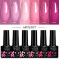 LILYCUTE 6Pcs 7ML Gel DIY Nails Polish Set Bright Pink Nail Charms Soak Off UV LED Gel Varnish Nail Art Design Accessories