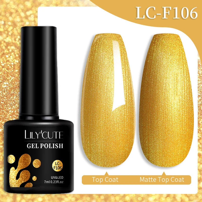 LILYCUTE 7ML 184 Colors Nail Gel Polish Shining Red Glitter Semi Permanent Nail Art Varnish Long Lasting UV LED Gel Manicure