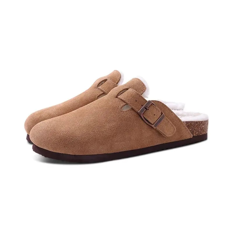 Asgard Women's Suede Clogs Leather Mules Cork Footbed Sandals Arch Support Aldult Four Seasons Adjustable Buckle Potato Shoes