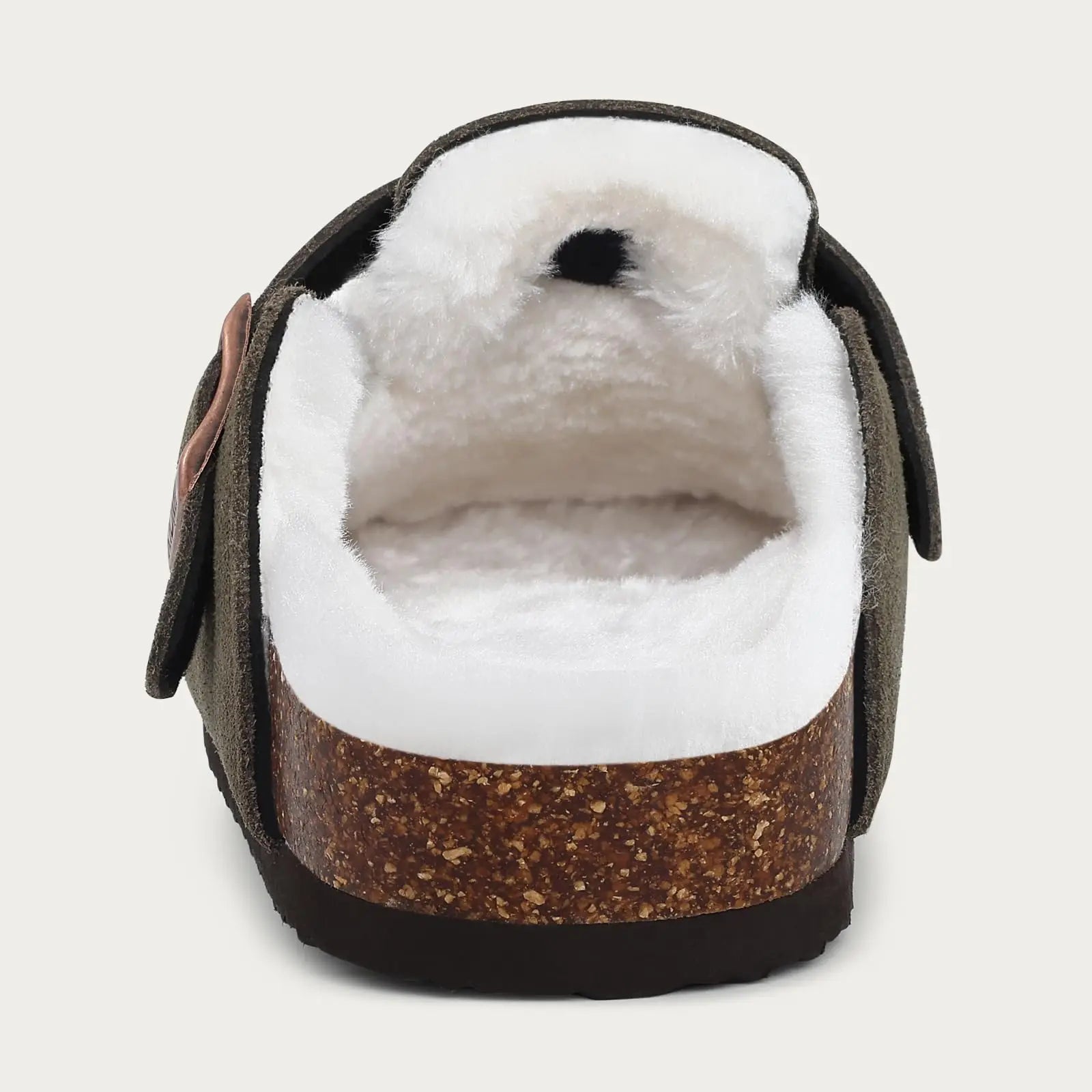 Comwarm Classic Winter Mules For Women Men New Winter Fur Suede Clogs Cork Footbed Cozy Fuzzy Slippers With Adjustable Buckle