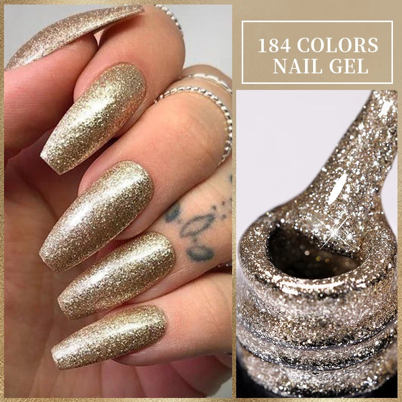 LILYCUTE Glitter Gel Nail Polish Sequins Semi Permanent UV Gel Colorful Gel Polish Soak Off UV LED Nail Gel Varnish For Manicure