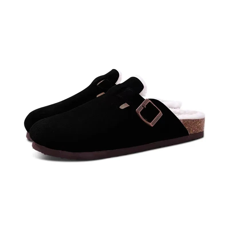 Asgard Women's Suede Clogs Leather Mules Cork Footbed Sandals Arch Support Aldult Four Seasons Adjustable Buckle Potato Shoes