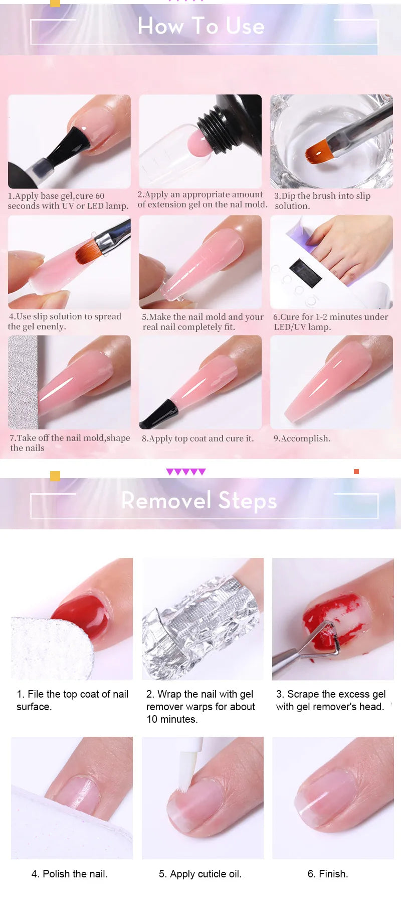 LILYCUTE Extension Nail Gel Polish Glitter Vernis Semis Permanent UV Gel For Manicure Nail Art Prolong Construction Gel