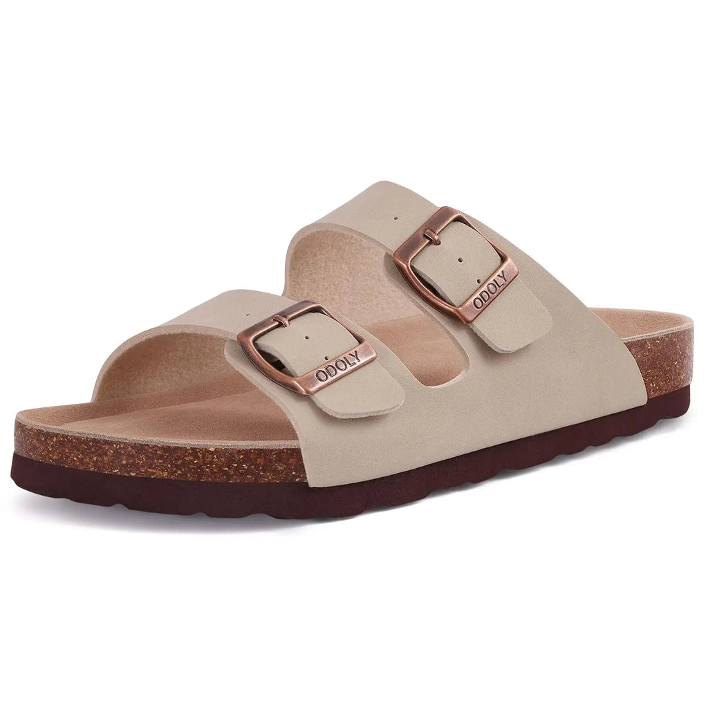 Asgard Women Cork Sole Clogs Slippers Fashion Cow Suede Flat Mules With Adjustable Buckle Men Leather Potato Shoes Beach Sandals