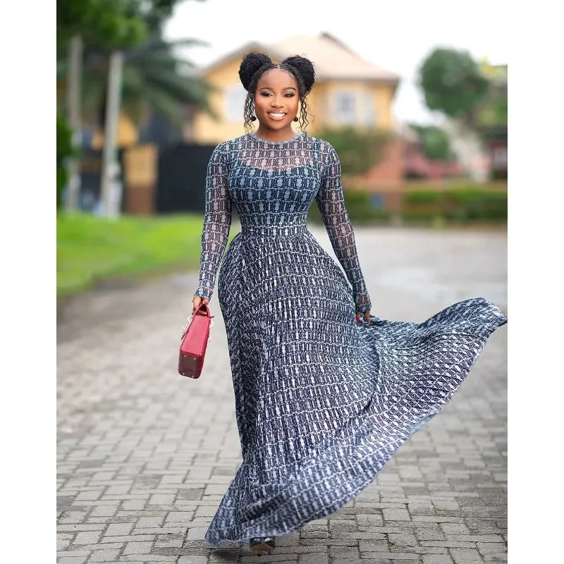 Women Two Piece Sets Skirt Set Round Neck Full Sleeve Print Tops Long Skirts A Line High Waist Y2k Streetwear Elegant 2026