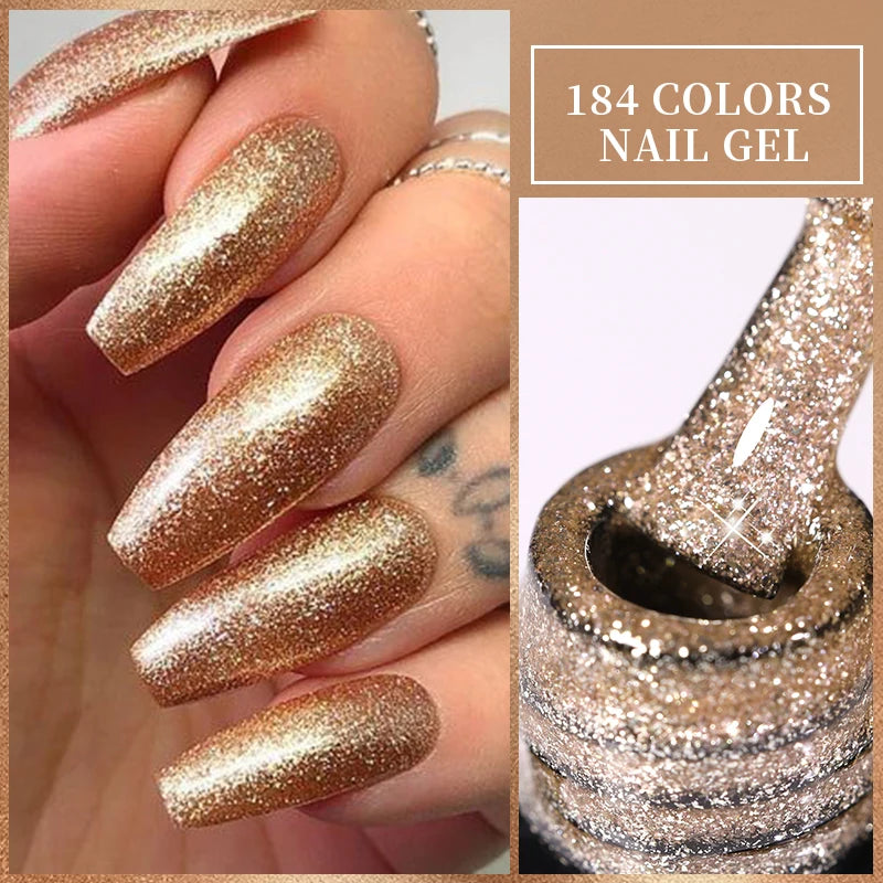 LILYCUTE Glitter Gel Nail Polish Sequins Semi Permanent UV Gel Colorful Gel Polish Soak Off UV LED Nail Gel Varnish For Manicure