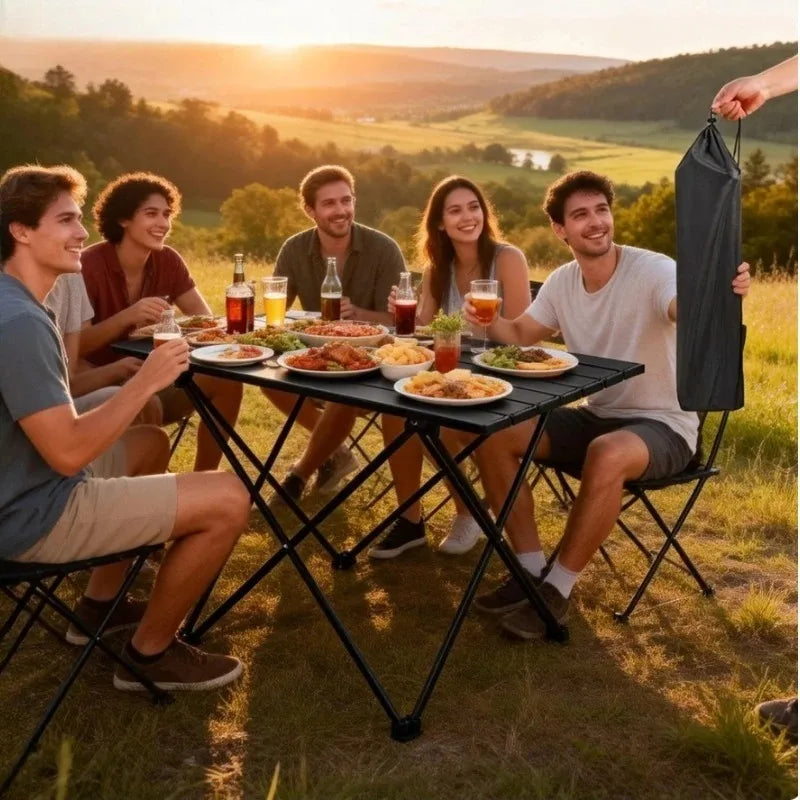 Heavy Duty Ultra-Light Aluminum Folding Camping Table | Compact Portable Outdoor Table for Picnic BBQ Travel