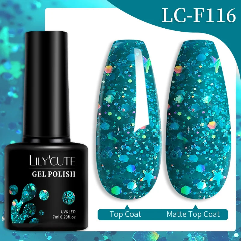 LILYCUTE 7ML 184 Colors Nail Gel Polish Shining Red Glitter Semi Permanent Nail Art Varnish Long Lasting UV LED Gel Manicure