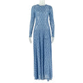 Women's O-Neck Long Sleeve Waistband Hips Wrapped A-Line Long Dress, Slight Perspective