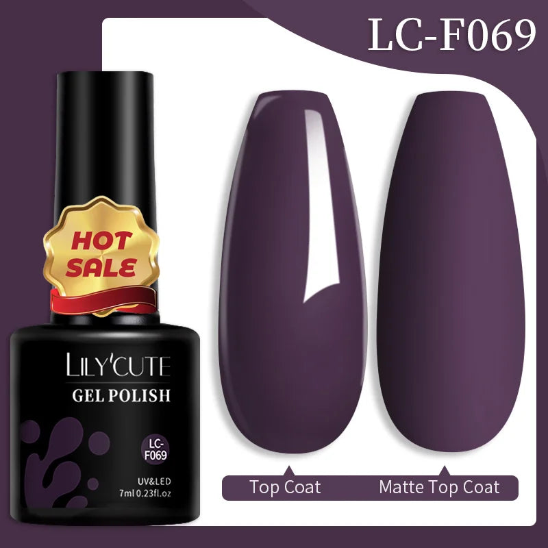 LILYCUTE 7ML 184 Colors Nail Gel Polish Shining Red Glitter Semi Permanent Nail Art Varnish Long Lasting UV LED Gel Manicure