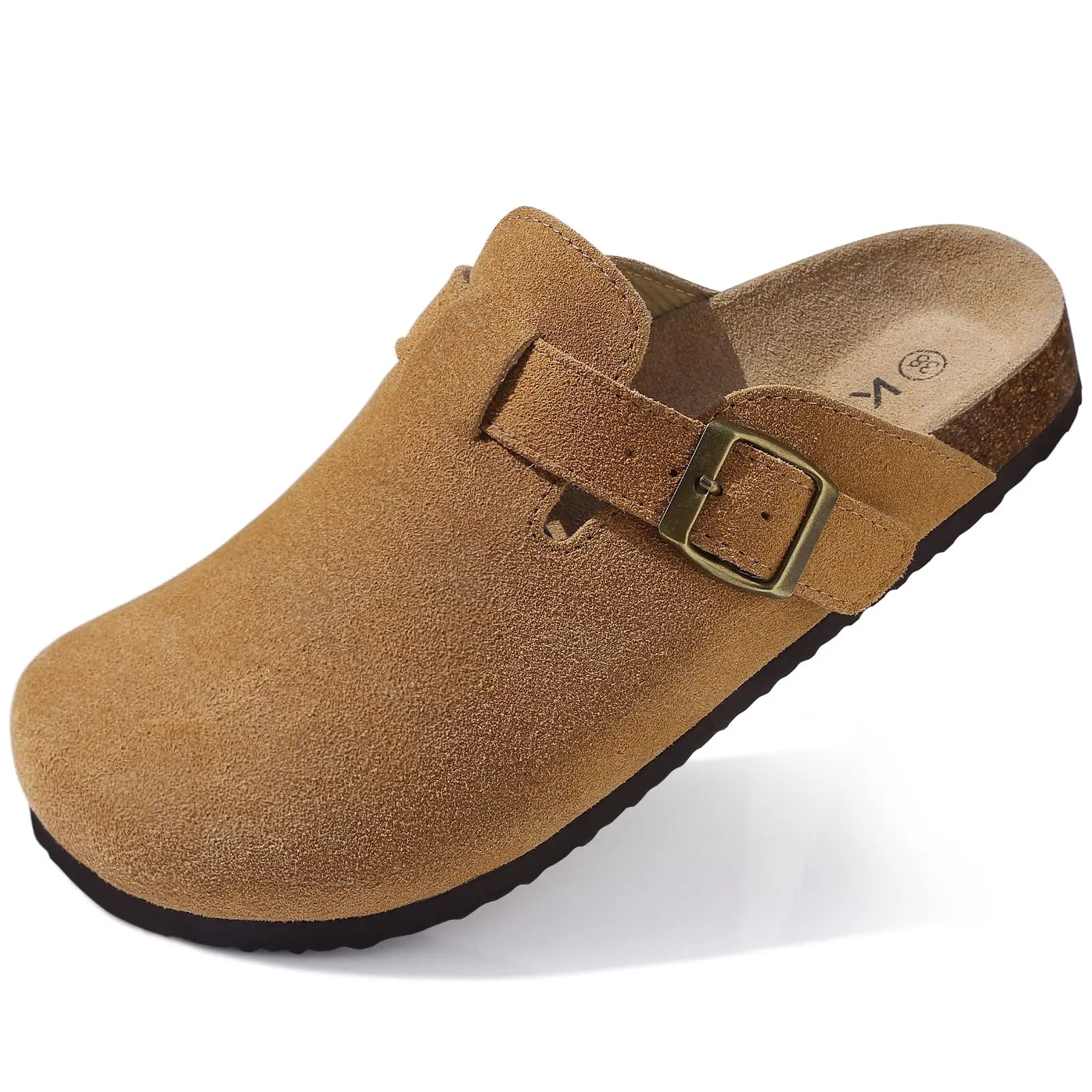 Kidmi Cork Suede Mules Slippers For Women Fashion Men Clogs Shoes Classic Cork Antislip Outdoor Slippers With Arch Support