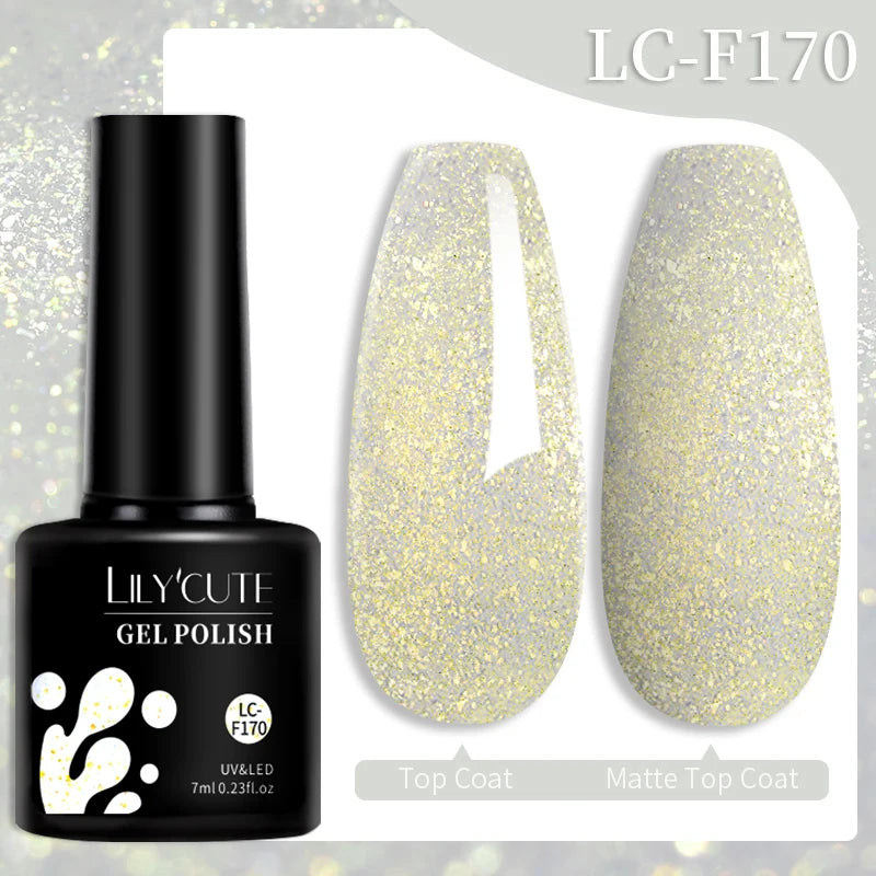LILYCUTE 7ML 184 Colors Nail Gel Polish Shining Red Glitter Semi Permanent Nail Art Varnish Long Lasting UV LED Gel Manicure