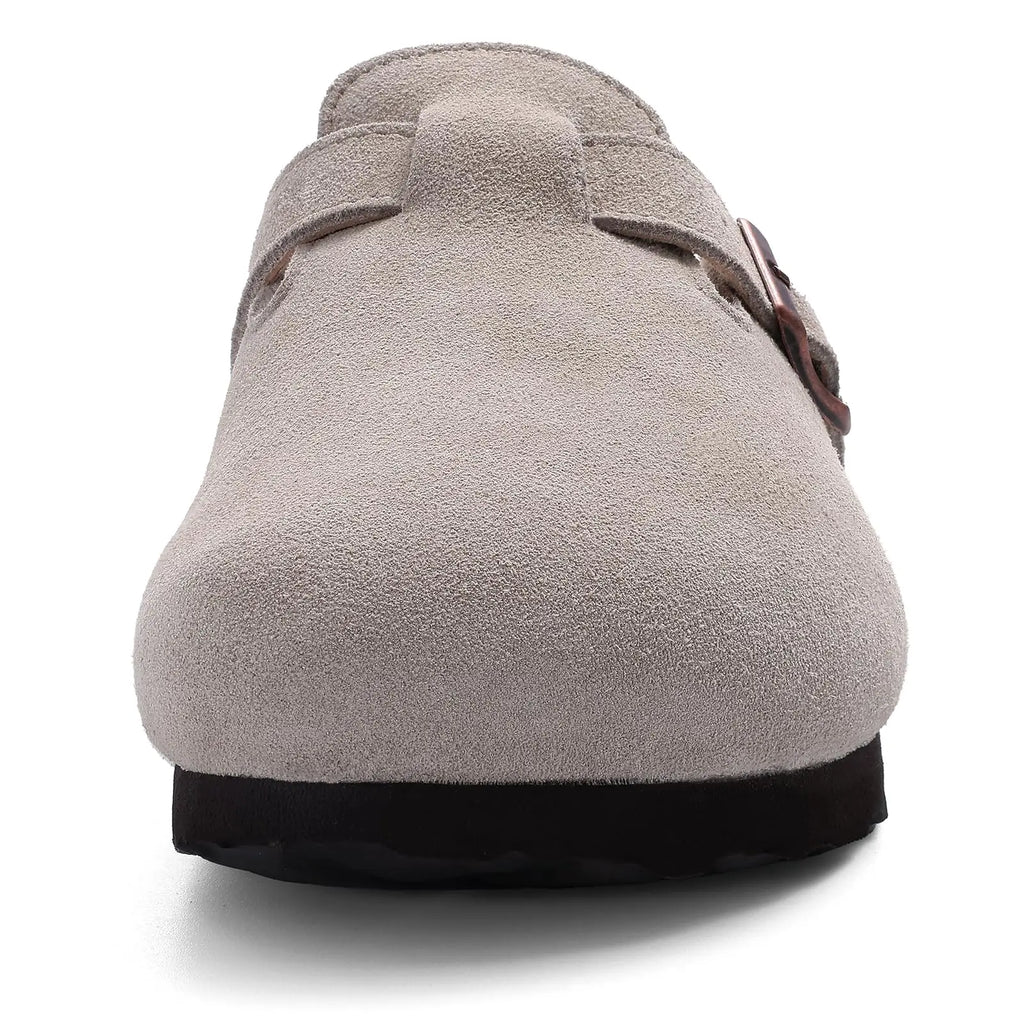Comwarm Classic Winter Mules For Women Men New Winter Fur Suede Clogs Cork Footbed Cozy Fuzzy Slippers With Adjustable Buckle