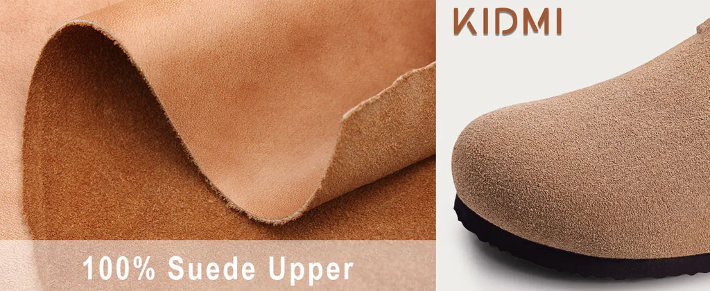 Kidmi Cork Suede Mules Slippers For Women Fashion Men Clogs Shoes Classic Cork Antislip Outdoor Slippers With Arch Support