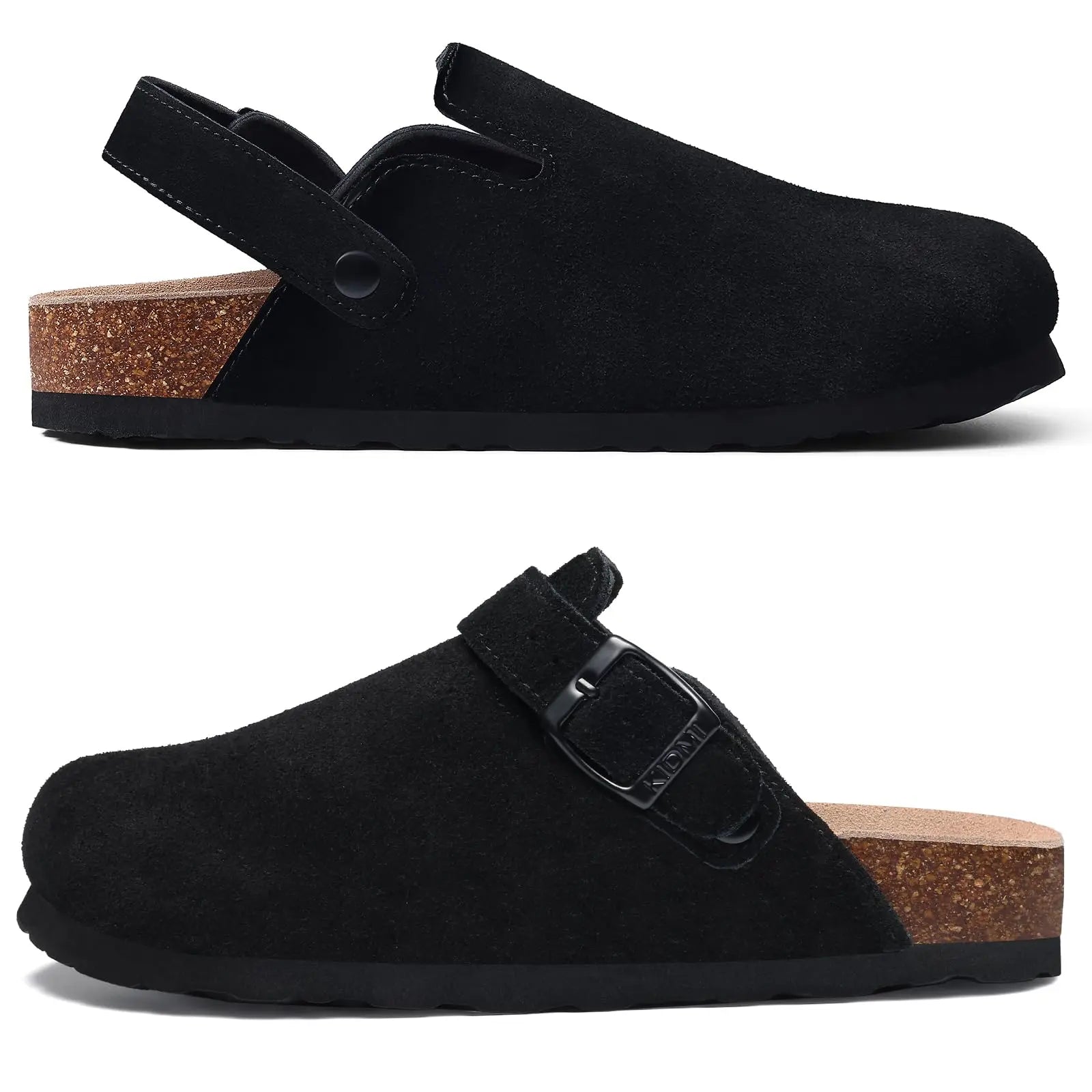 Crestar Women's Cow Suede Clogs Cork Footbed Leather Mules Slippers Unisex Comfortable Fashion Potato Shoes with Arch Support