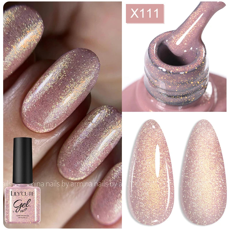 LILYCUTE Glitter Gel Nail Polish Sequins Semi Permanent UV Gel Colorful Gel Polish Soak Off UV LED Nail Gel Varnish For Manicure