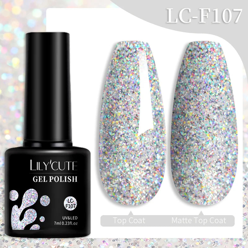 LILYCUTE 7ML 184 Colors Nail Gel Polish Shining Red Glitter Semi Permanent Nail Art Varnish Long Lasting UV LED Gel Manicure