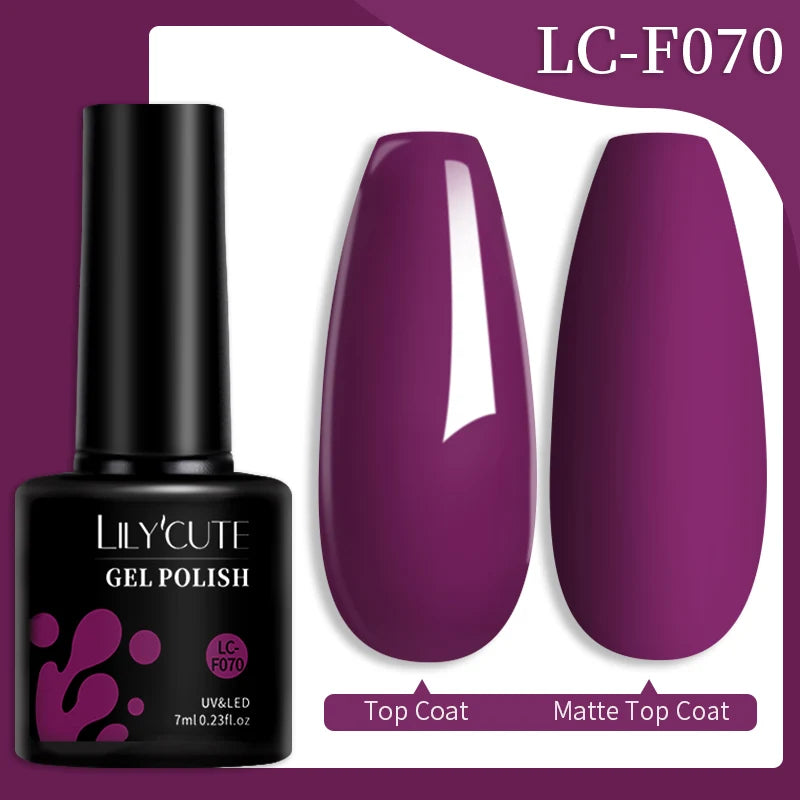 LILYCUTE 7ML 184 Colors Nail Gel Polish Shining Red Glitter Semi Permanent Nail Art Varnish Long Lasting UV LED Gel Manicure