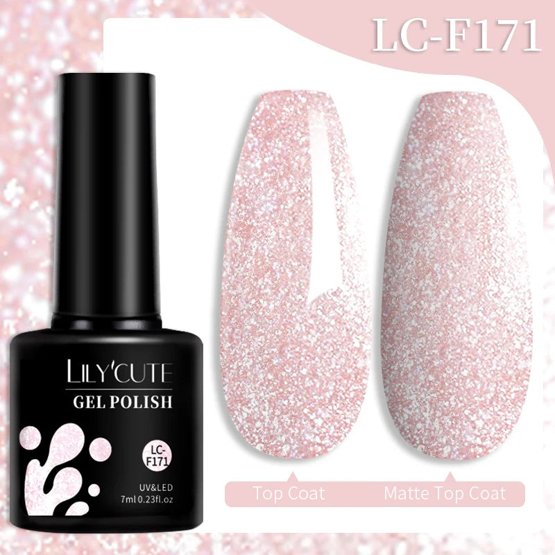 LILYCUTE 7ML 184 Colors Nail Gel Polish Shining Red Glitter Semi Permanent Nail Art Varnish Long Lasting UV LED Gel Manicure
