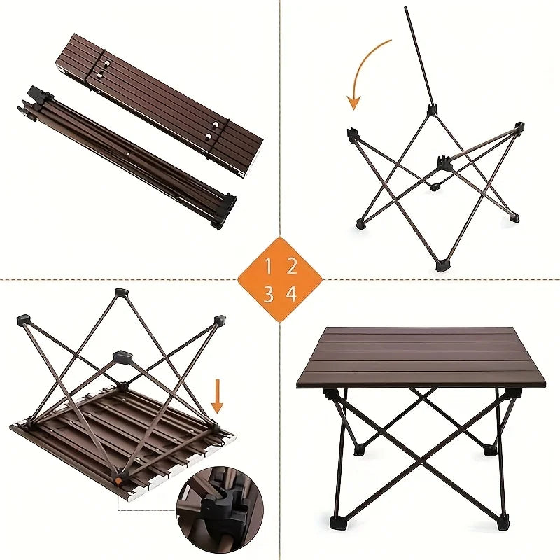 Folding Table Compact Collapsible Camping End Table Mini Beach Picnic Desk Portable Equipment Simple Small Table Outdoor Table