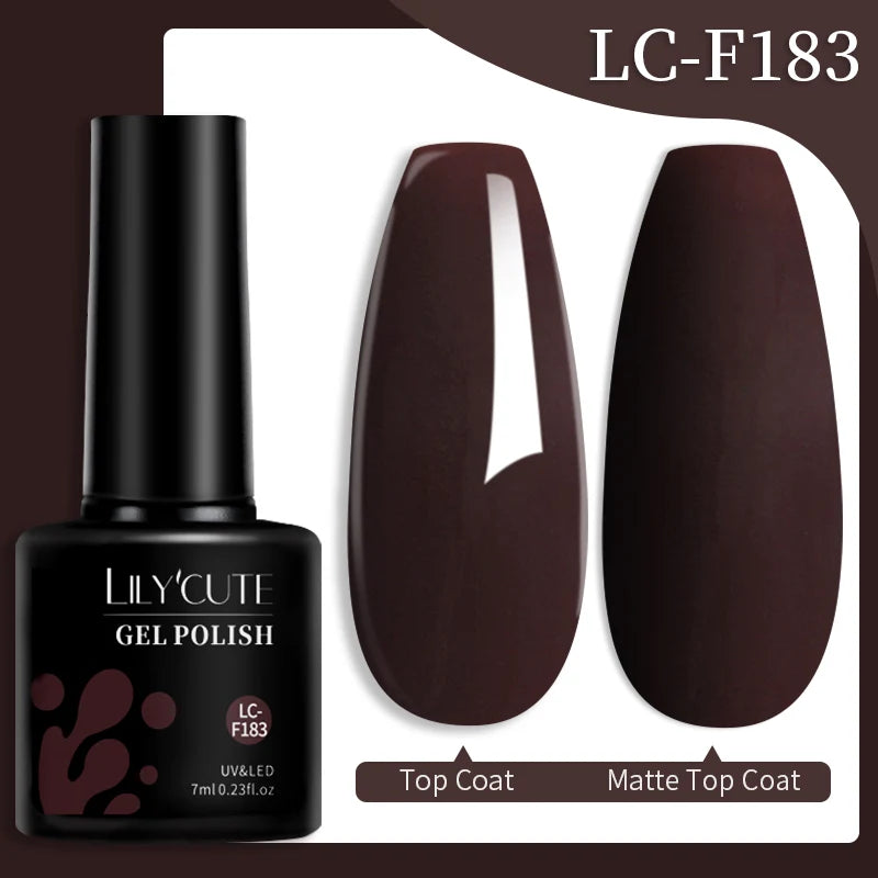 LILYCUTE 7ML 184 Colors Nail Gel Polish Shining Red Glitter Semi Permanent Nail Art Varnish Long Lasting UV LED Gel Manicure